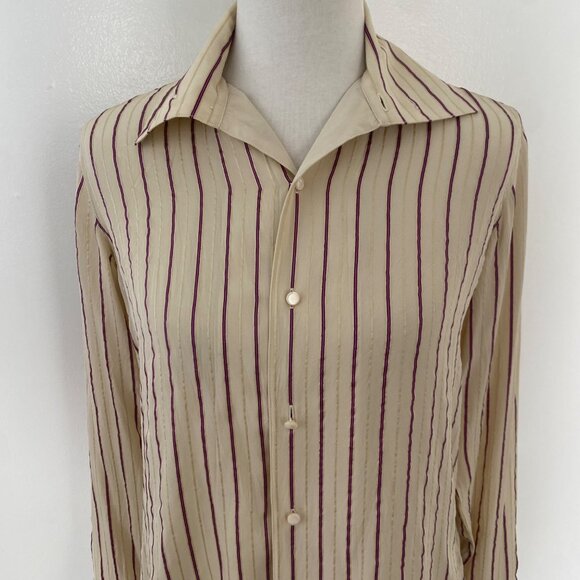 Ralph Lauren Black Label Silk Blouse Shirt Top Striped French Cuffs - Picture 2 of 12